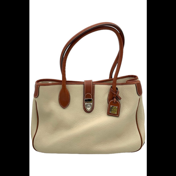Dooney & Bourke Archives Pebble Leather Tucklock Tote Bone